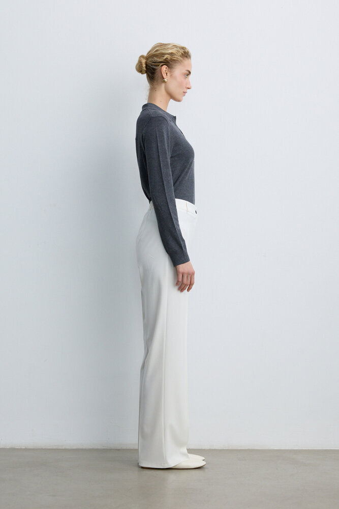 BE BLUE - EKRU NERVÜRLÜ PALAZZO PANTOLON