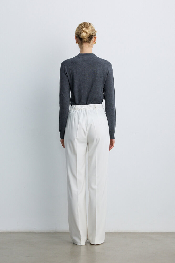 BE BLUE - EKRU NERVÜRLÜ PALAZZO PANTOLON