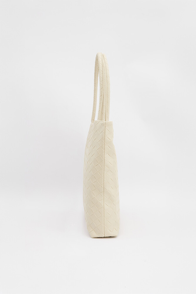 BE BLUE - EKRU ÖRGÜLÜ TOTE ÇANTA