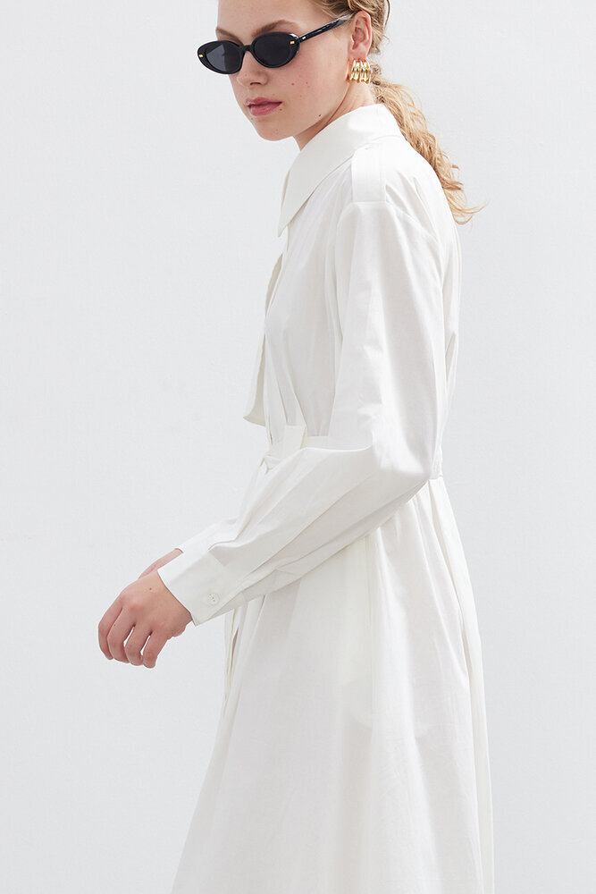 BE BLUE - EKRU PAMUKLU TRENÇ ELBİSE