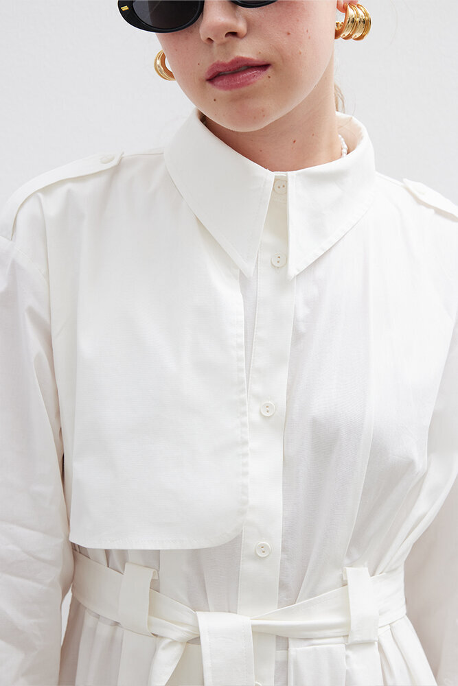 BE BLUE - EKRU PAMUKLU TRENÇ ELBİSE