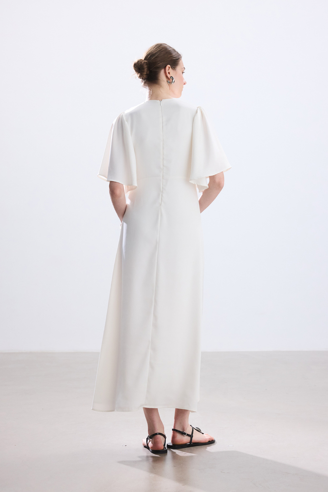 BE BLUE - EKRU ROMANTİK SATEN ELBİSE