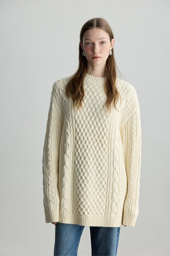 BE BLUE - EKRU SAÇ ÖRGÜ KAZAK