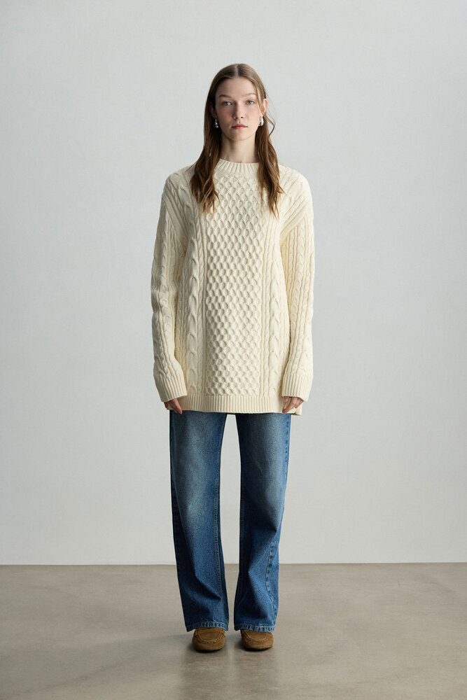 BE BLUE - EKRU SAÇ ÖRGÜ KAZAK