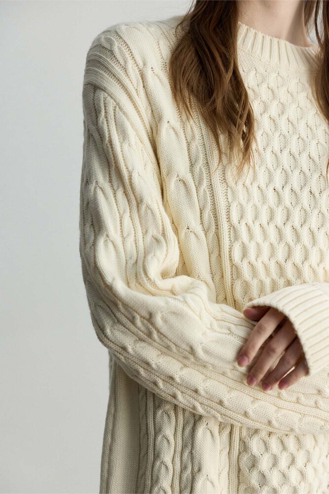 BE BLUE - EKRU SAÇ ÖRGÜ KAZAK