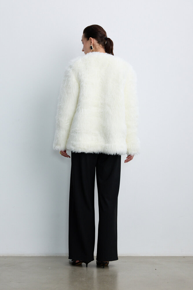 BE BLUE - EKRU SUNİ KÜRK CEKET