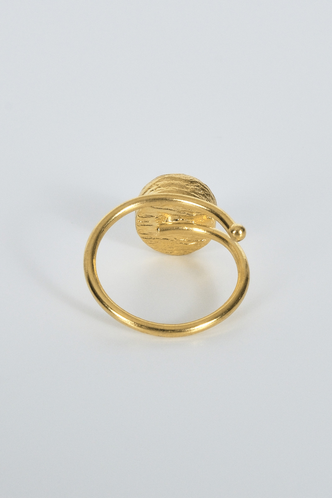 BE BLUE - EL YAPIMI SEDEF TAŞLI GOLD YÜZÜK