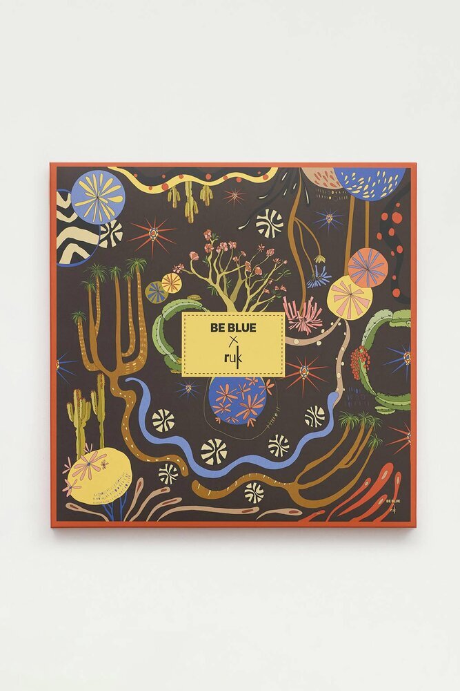BE BLUE - EUPHORBIA KAHVERENGİ DESENLİ EŞARP