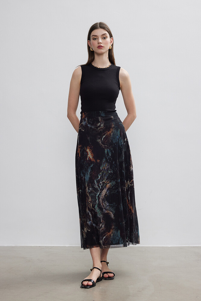 BE BLUE - FIRÇA DESENLİ TÜL ETEK