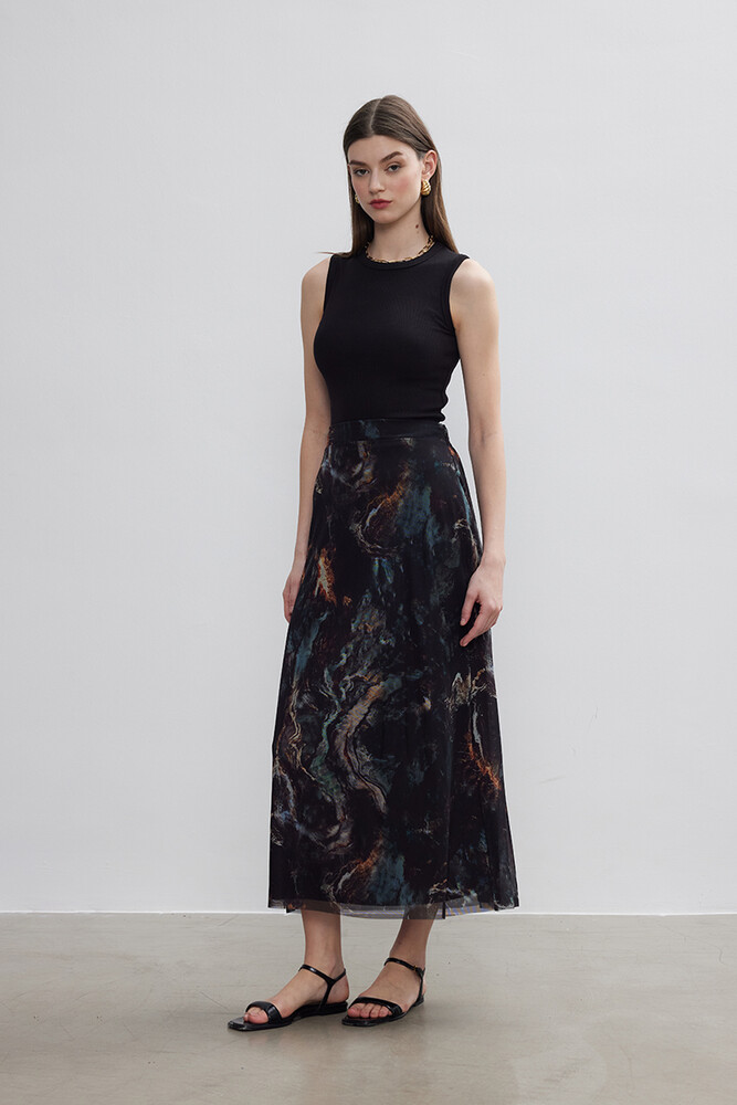 BE BLUE - FIRÇA DESENLİ TÜL ETEK