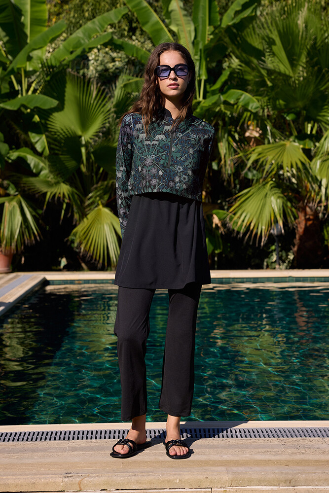 BE BLUE - FLORAL DESENLİ COMFORT TESETTÜR MAYO ELBİSE