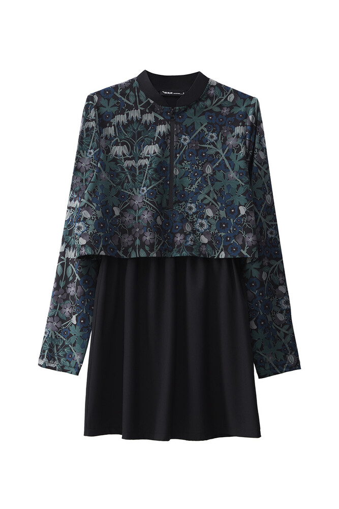 BE BLUE - FLORAL DESENLİ COMFORT TESETTÜR MAYO ELBİSE