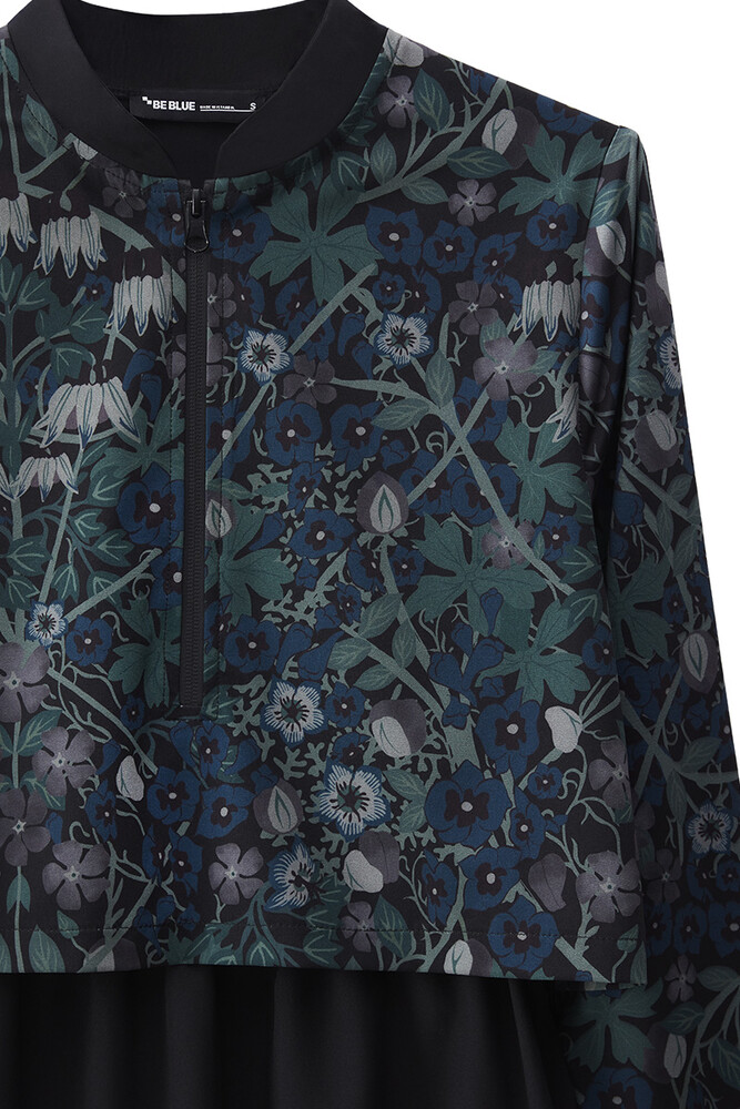 BE BLUE - FLORAL DESENLİ COMFORT TESETTÜR MAYO ELBİSE