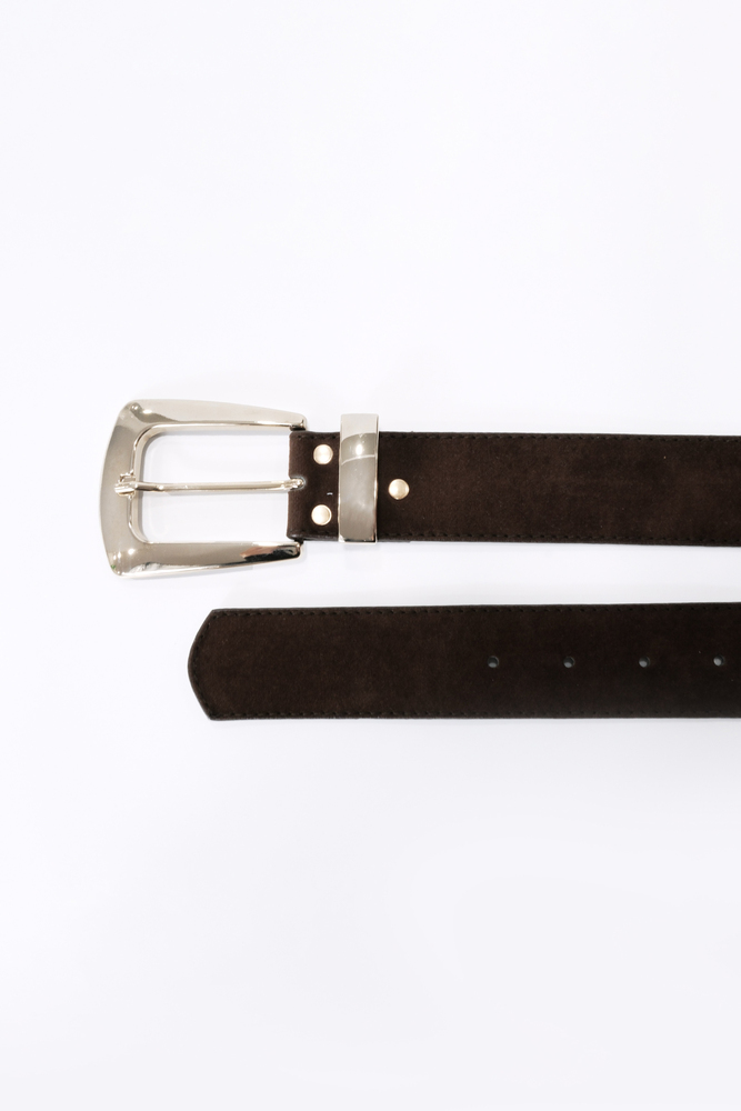 BE BLUE - KAHVERENGİ GOLD TOKALI SÜET KEMER