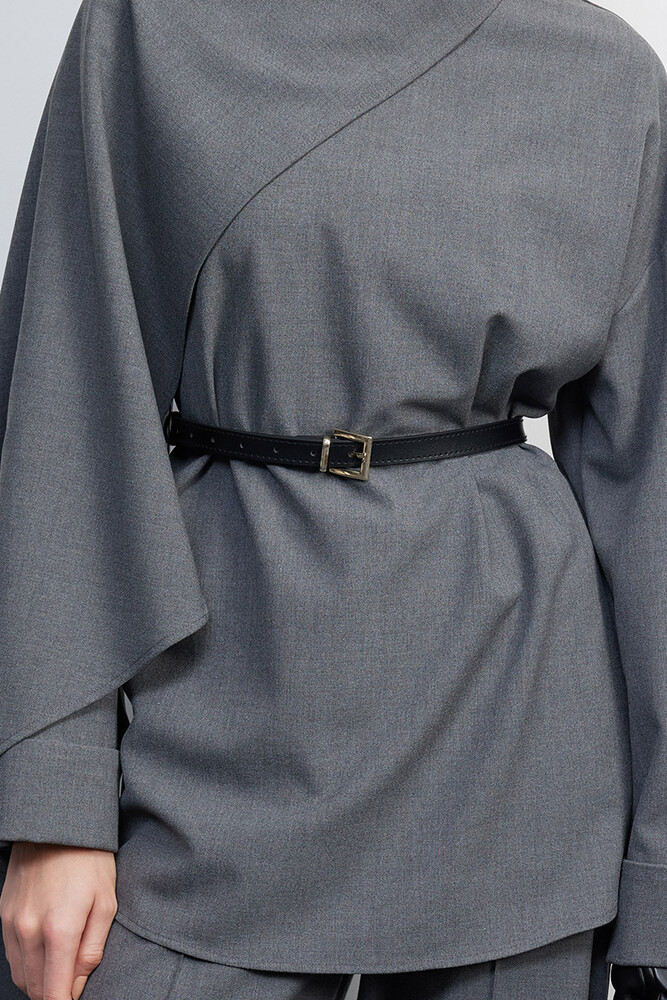 BE BLUE - 90S GOLD TOKALI SİYAH İNCE KEMER (1)