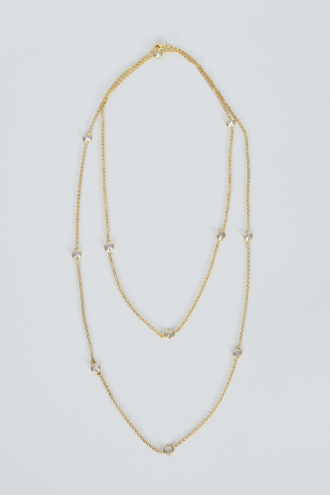 BE BLUE - GOLD TAŞLI ZİNCİR KOLYE