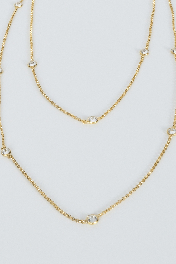 BE BLUE - GOLD TAŞLI ZİNCİR KOLYE