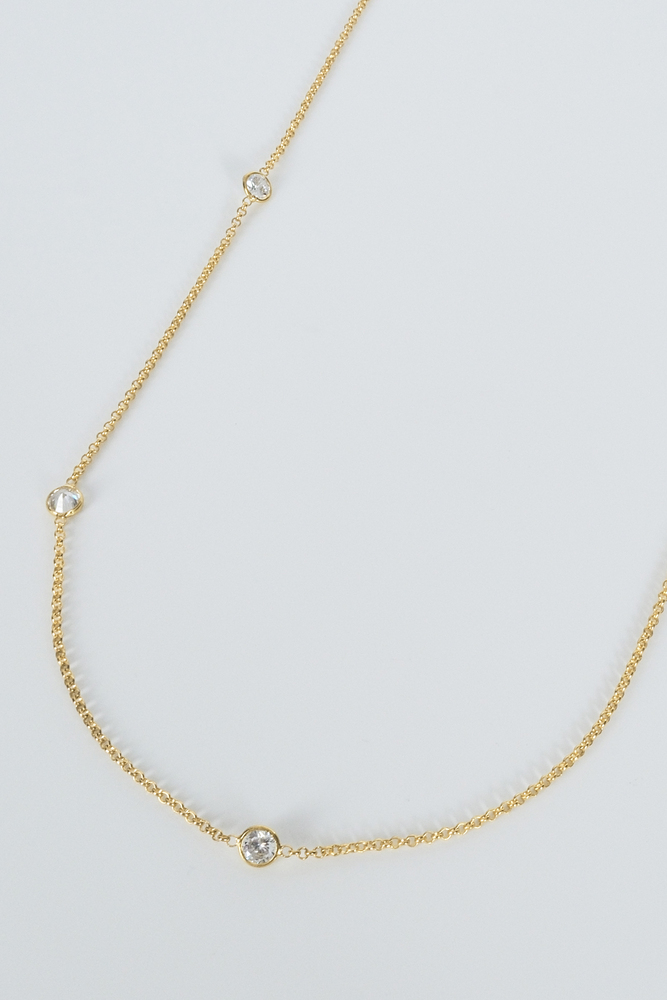 BE BLUE - GOLD TAŞLI ZİNCİR KOLYE