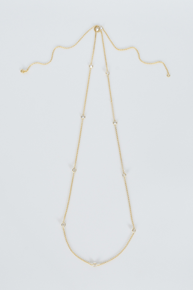 BE BLUE - GOLD TAŞLI ZİNCİR KOLYE