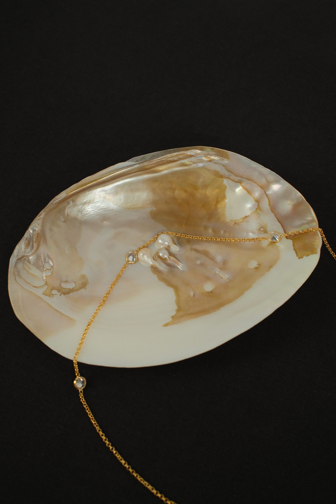 BE BLUE - GOLD TAŞLI ZİNCİR KOLYE