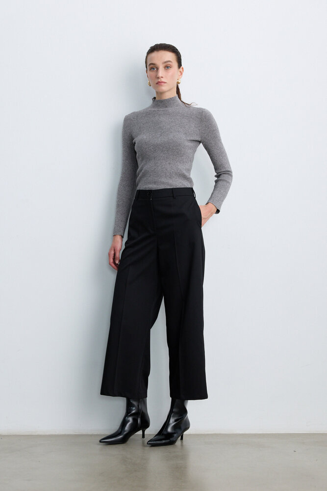 BE BLUE - GRİ MELANJ BALIKÇI TRİKO KAZAK