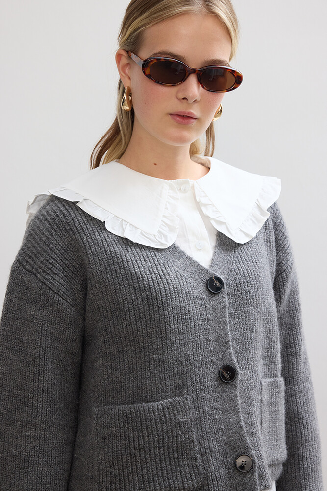 BE BLUE - GRİ CEP DETAYLI HIRKA