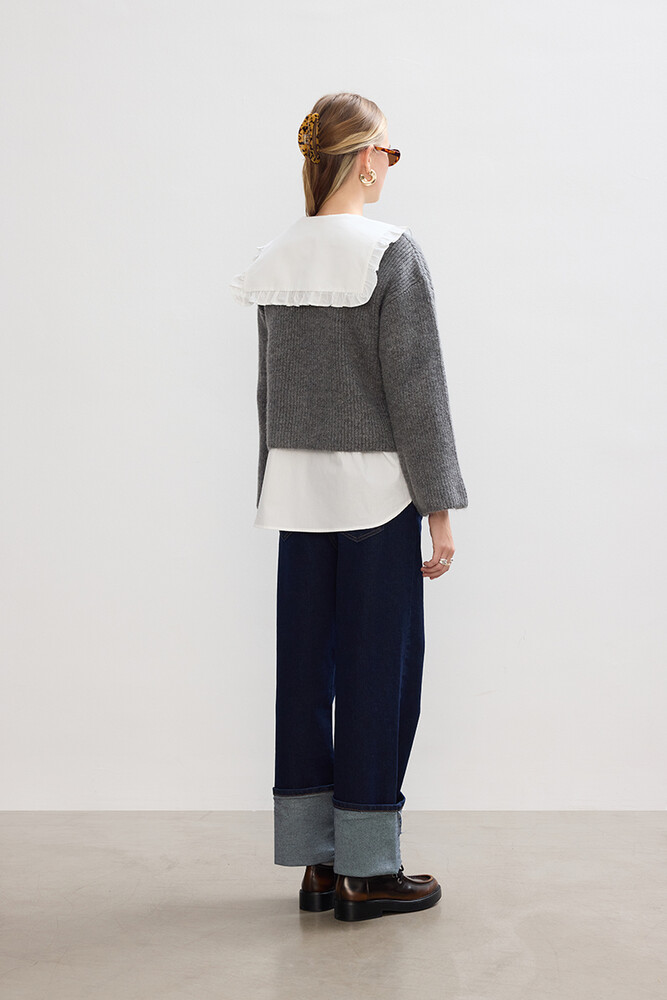 BE BLUE - GRİ CEP DETAYLI HIRKA