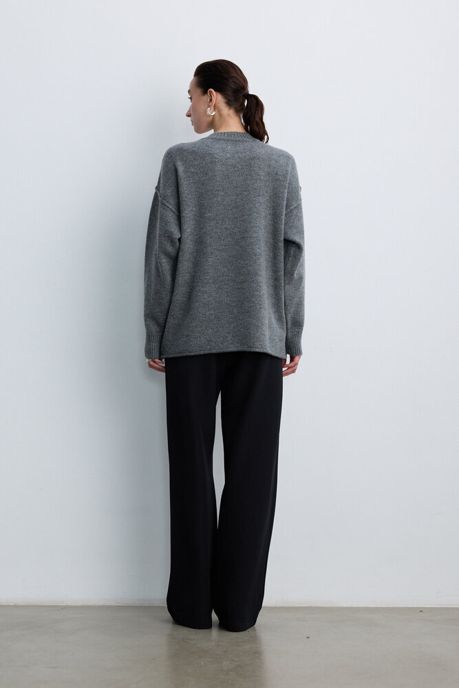 BE BLUE - GRİ DİKİŞ DETAYLI TRİKO KAZAK