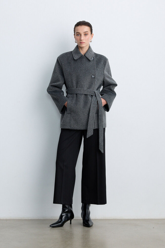 BE BLUE - GRİ MELANJ ORTA BOY KAŞE KABAN