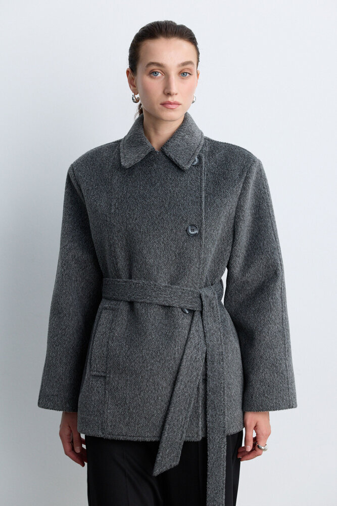 BE BLUE - GRİ MELANJ ORTA BOY KAŞE KABAN