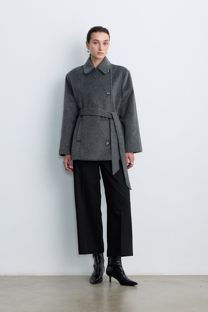 BE BLUE - GRİ MELANJ ORTA BOY KAŞE KABAN