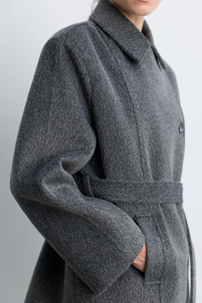 BE BLUE - GRİ MELANJ ORTA BOY KAŞE KABAN