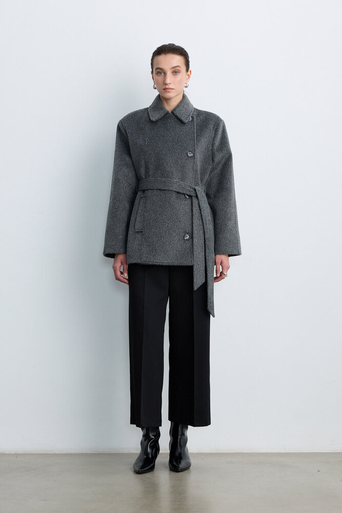 BE BLUE - GRİ MELANJ ORTA BOY KAŞE KABAN