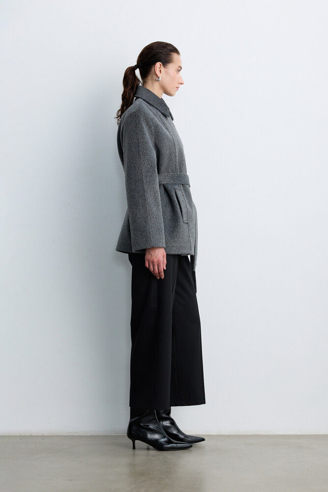 BE BLUE - GRİ MELANJ ORTA BOY KAŞE KABAN