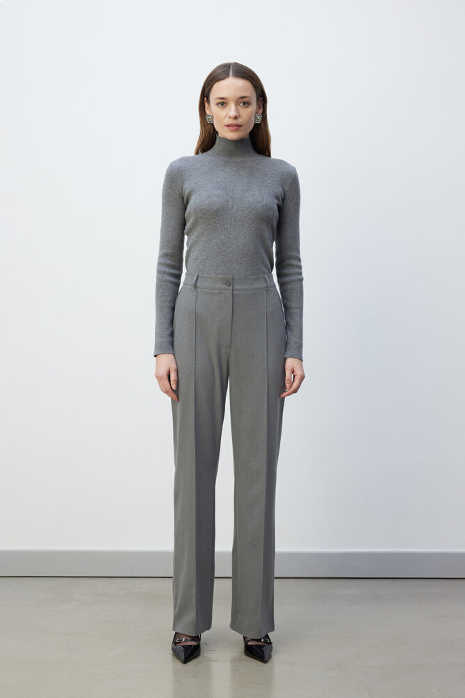 BE BLUE - GRİ NERVÜRLÜ PALAZZO PANTOLON