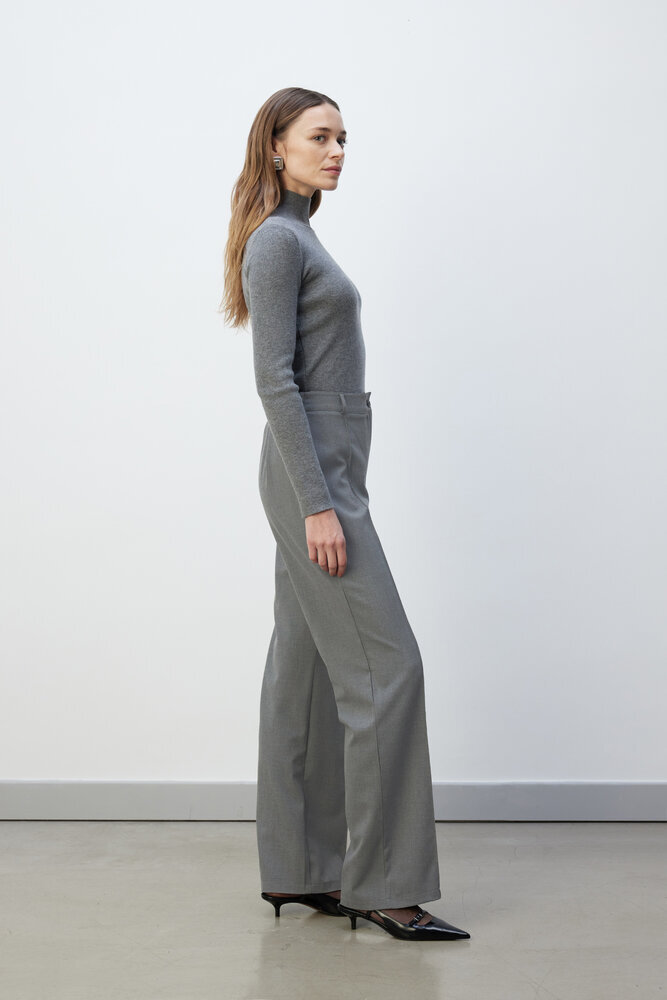 BE BLUE - GRİ NERVÜRLÜ PALAZZO PANTOLON