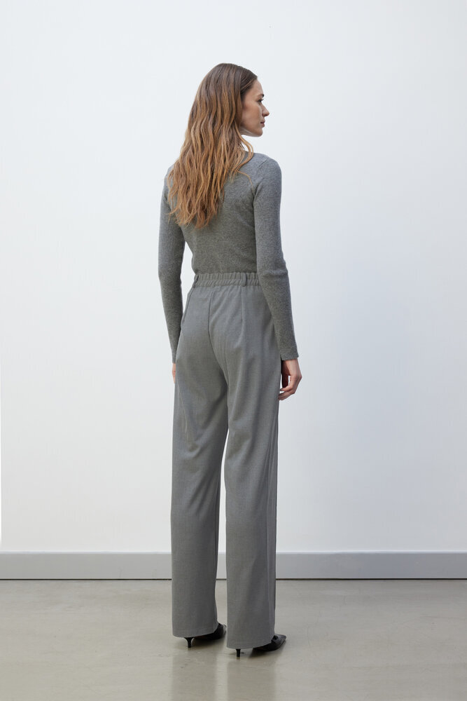 BE BLUE - GRİ NERVÜRLÜ PALAZZO PANTOLON