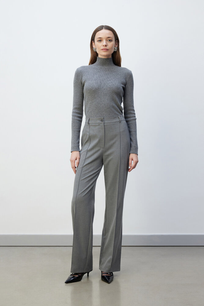 BE BLUE - GRİ NERVÜRLÜ PALAZZO PANTOLON