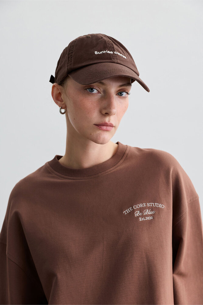 GÜL KURUSU BİSİKLET YAKA UZUN SWEATSHIRT - Thumbnail