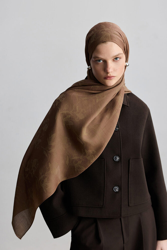 BE BLUE - GÜL KURUSU MAGNOLIA MAT JAKARLI ŞAL