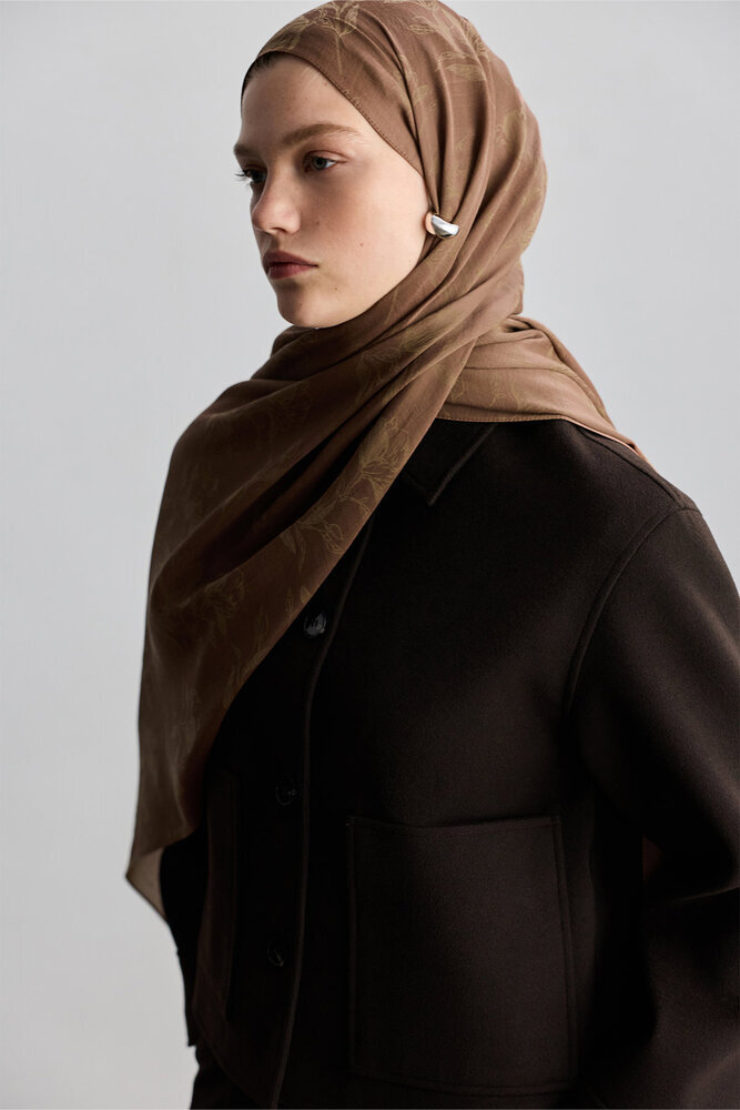 BE BLUE - GÜL KURUSU MAGNOLIA MAT JAKARLI ŞAL