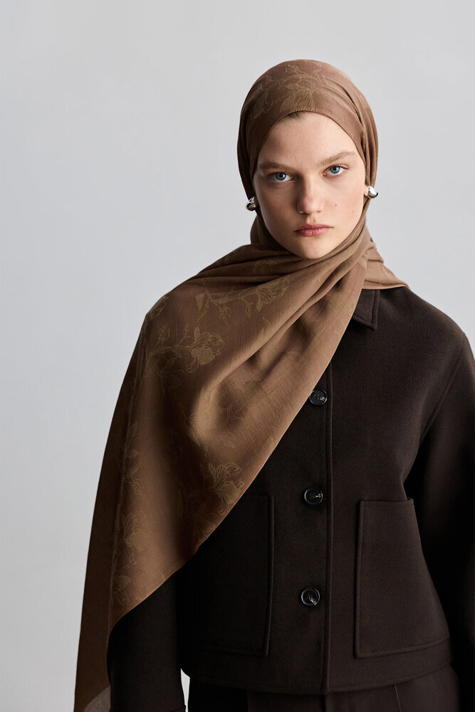 BE BLUE - GÜL KURUSU MAGNOLIA MAT JAKARLI ŞAL