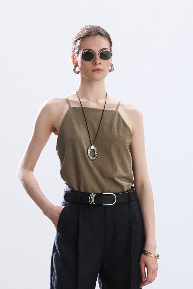 BE BLUE - SİYAH GÜMÜŞ OVAL TOKA DETAYLI DERİ KEMER