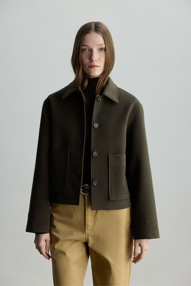 BE BLUE - HAKİ CEP DETAYLI KISA KABAN