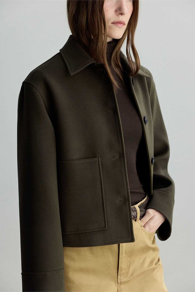 BE BLUE - HAKİ CEP DETAYLI KISA KABAN