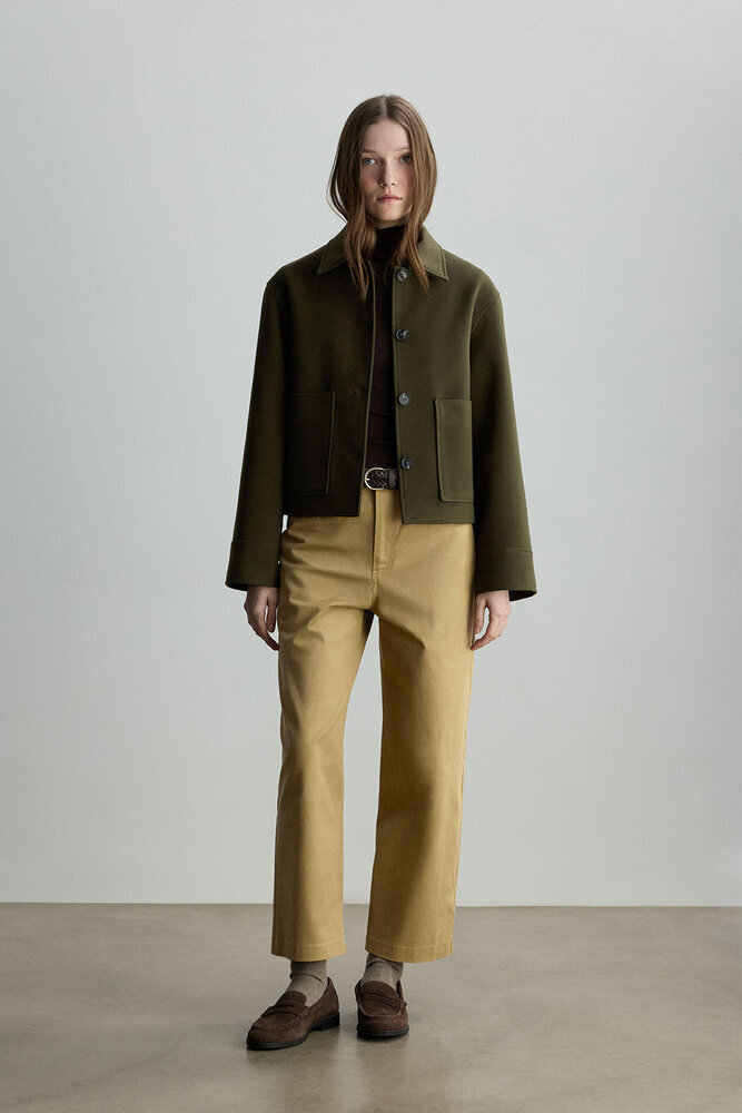 BE BLUE - HAKİ CEP DETAYLI KISA KABAN