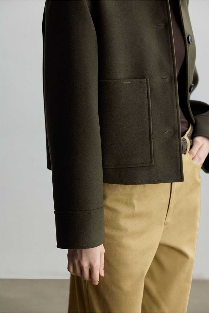 BE BLUE - HAKİ CEP DETAYLI KISA KABAN