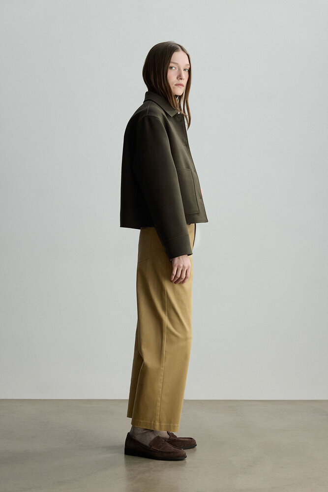 BE BLUE - HAKİ CEP DETAYLI KISA KABAN