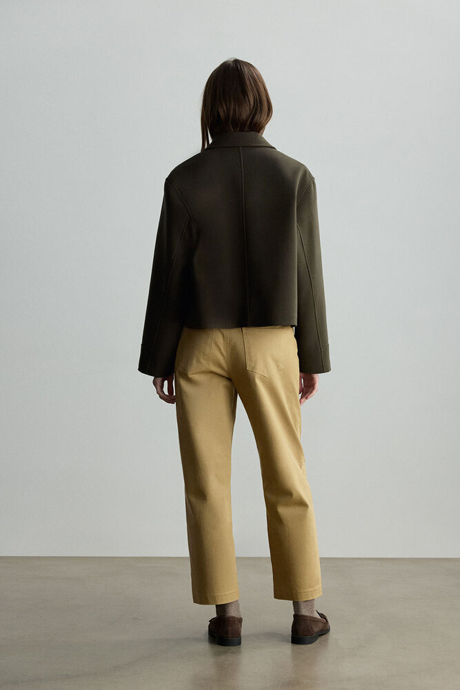 BE BLUE - HAKİ CEP DETAYLI KISA KABAN