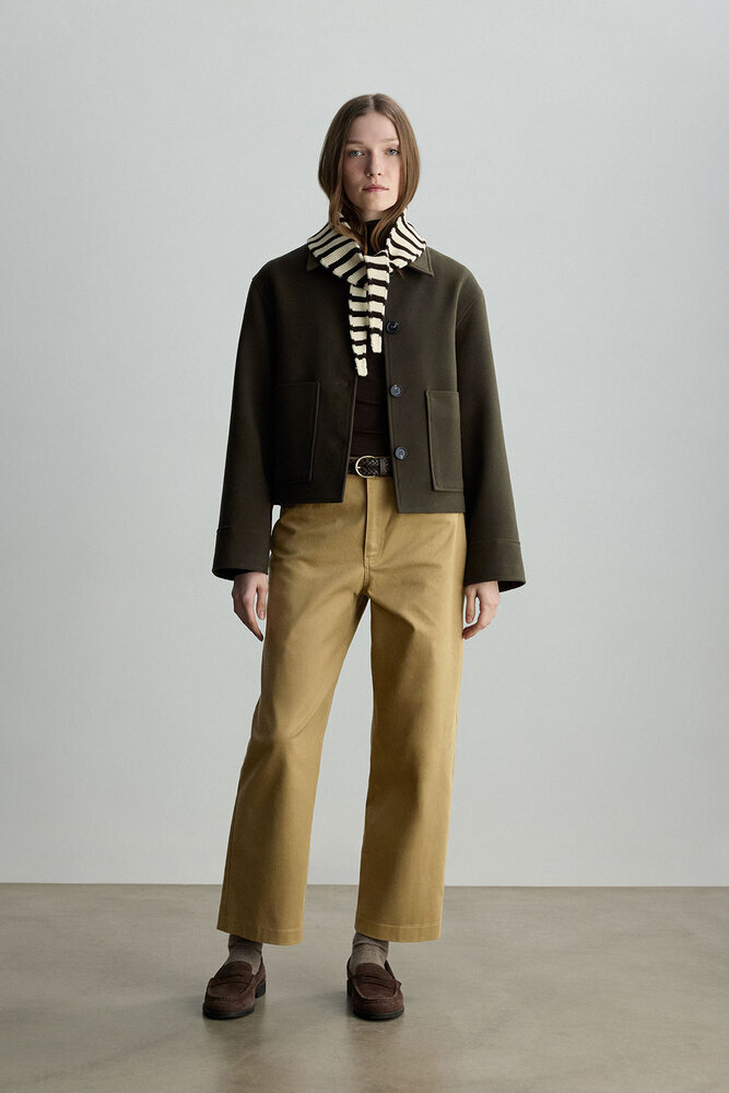 BE BLUE - HAKİ CEP DETAYLI KISA KABAN